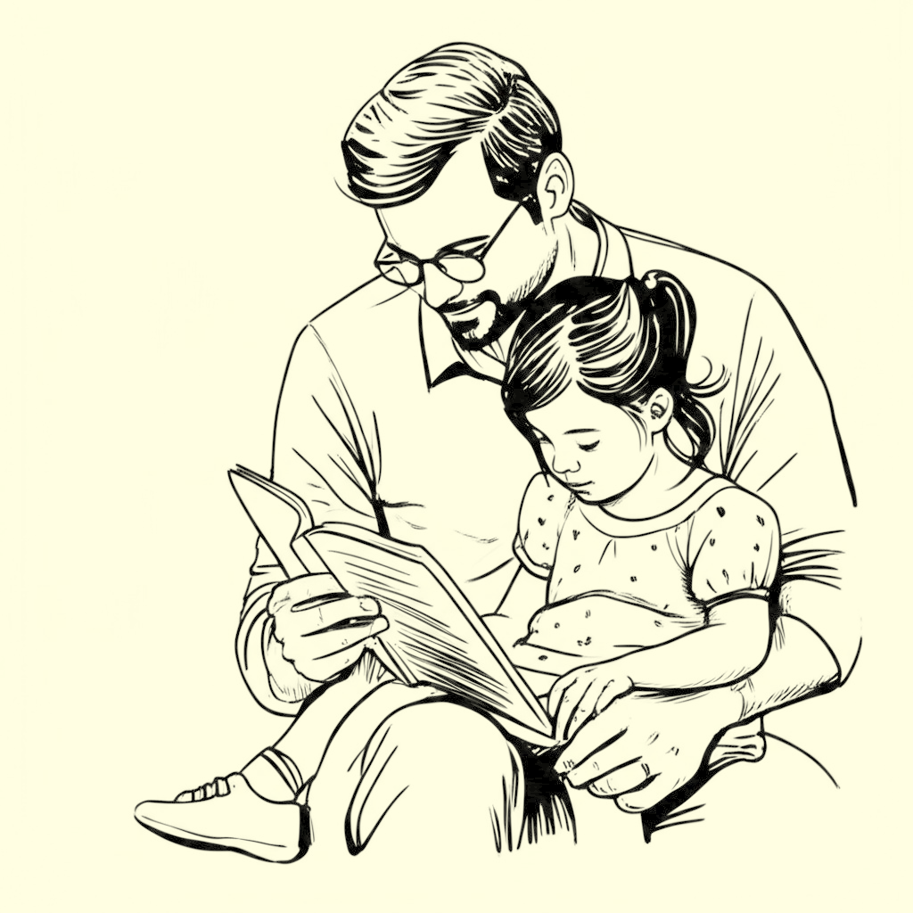Family enjoying a Pixel Parables story